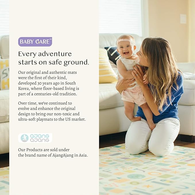 Baby Care Play Mat (Medium, Playful - Zoo Town) 73’’ x 49’’ Original One-Piece Reversible Rollable Waterproof Play Mat for Infants, Babies, Toddler, and Kids