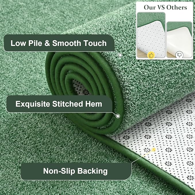 Keeko 2x4 Green Runner Rug, Indoor Bedroom Hallway Entryway Small Area Rugs Non - Image 6