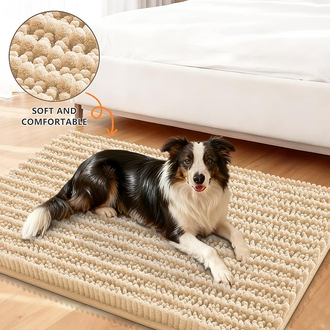Smiry Dog Door Mat for Muddy Paws 47x24, Absorbent Dirt Trapper, Non-Slip - Image 2