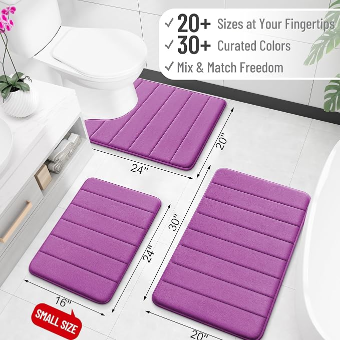 OLANLY Memory Foam Long Bathroom Rugs Runner 70x24, Super Soft Absorbent Bath - Image 2