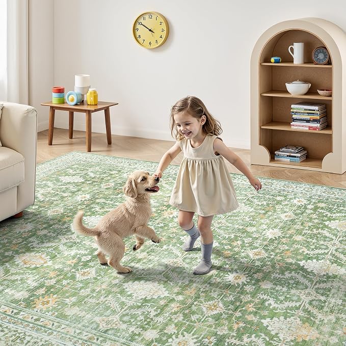 Lofus 10x14 Area Rug for Living Room, Light Green Washable Area Rugs - Image 5