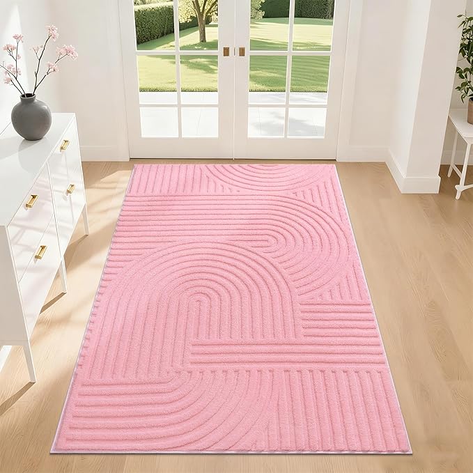 Pauwer Pink Area Rug for Girls Bedroom 3x5 Soft Fluffy Non Slip Machine by Pauwer