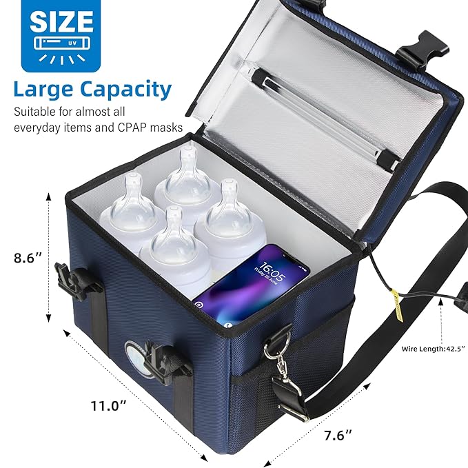 UV Sanitizer Box, 12L Ozone Portable Sanitizing and Cleaning Machine with 3-Level Timer, Foldable UV Cleaner Box for Phone, Toys, Mask, Towel, key, Ozone UV Box ﻿