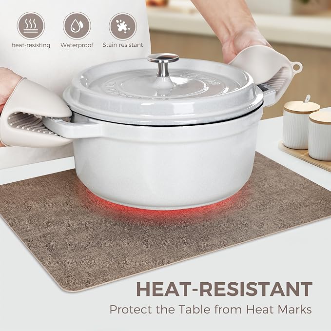 NCUE Vinyl Placemats Set of 8, Heat Resistant, Nonslip Faux Leather Waterproof - Image 2