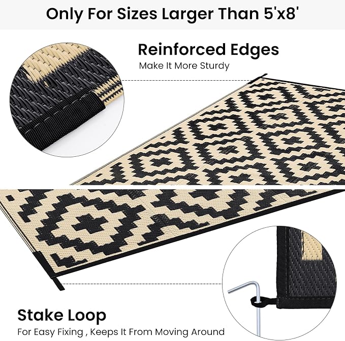 Smiry Waterproof Outdoor Rug 6x9 ft, Reversible Plastic Straw Patio Camping Rugs - Image 4
