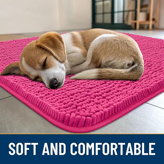 Smiry Dog Door Mat for Muddy Paws 47x24, Absorbent Dirt Trapper, Non-Slip - Image 2