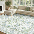 RELEANY Area Rugs 8'x10' Washable Non-Slip, Floral Vintage Distress Medallion by RELEANY