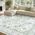 RELEANY Area Rugs 7'x10' Washable Non-Slip, Floral Vintage Distress Medallion by RELEANY