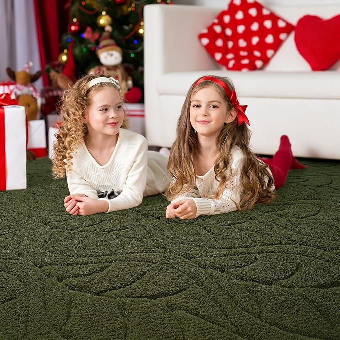 3x5 Olive Green Washable Area Rug - Image 3