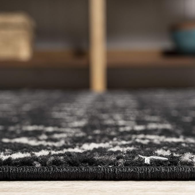 JONATHAN Y Boho Vintage Diamond Black/Ivory Runner Rug 2X20 ft, Moroccan Hype - Image 6