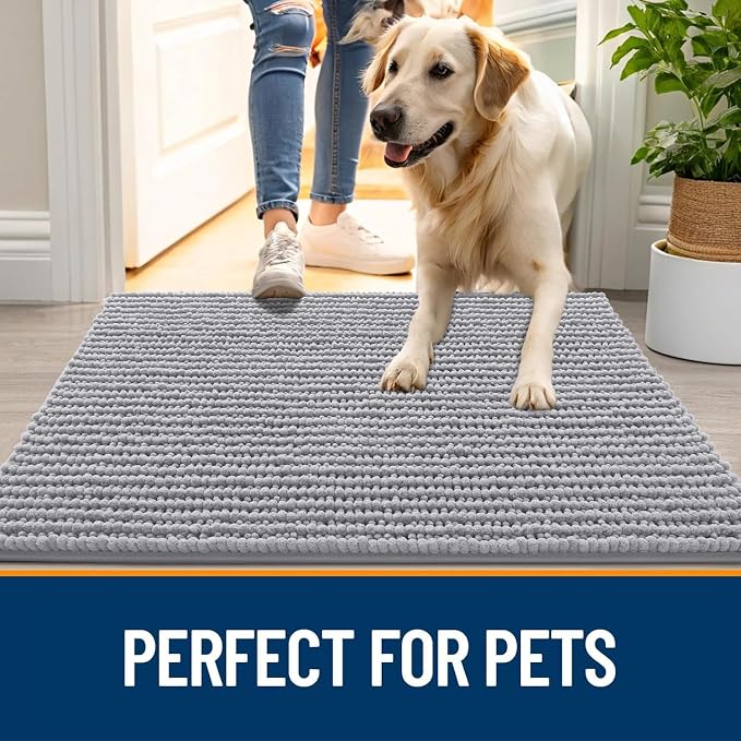 OLANLY Dog Door Mat for Muddy Paws 36x24, Ultra Absorbent Chenille Mud Doormat - Image 6