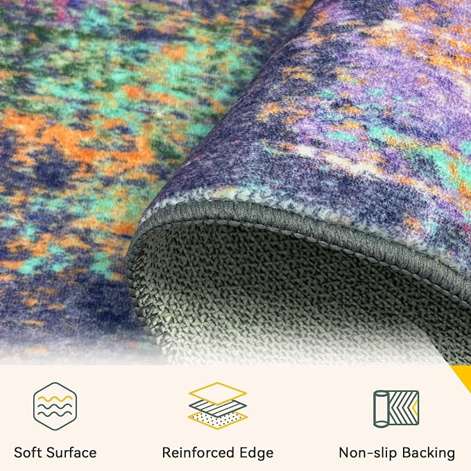 RELEANY Washable Area Rugs 8'x10' Non-Slip Modern Abstract Soft - Image 4
