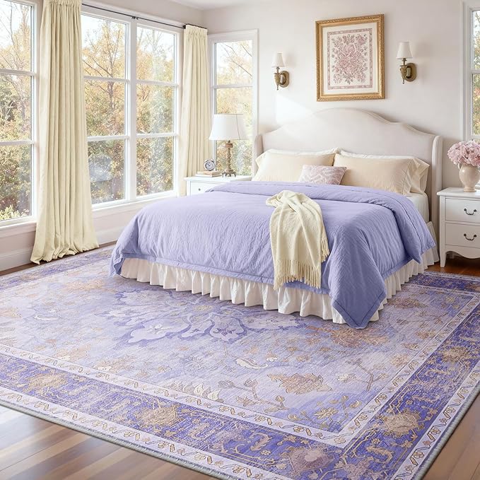 RELEANY Area Rugs 8'x10' Washable Non-Slip, Floral Vintage Distress Medallion - Image 2