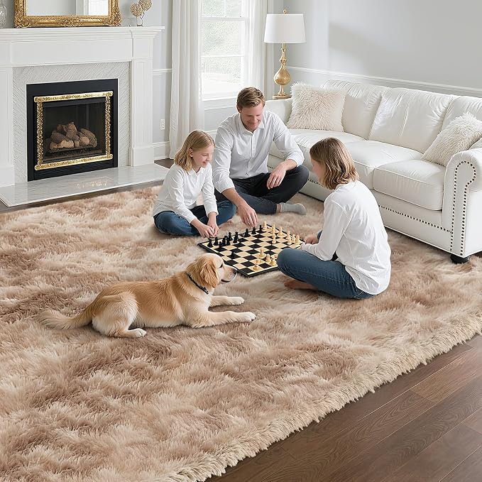 Fluffy Rug Shag Area Rug, Mottling Beige 5x8 Area Rugs - Image 4