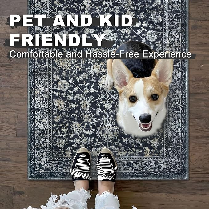 KILOCOCO Hallway Runner 3x12 Rug Runner Printed Vintage Floral Washable - Image 4