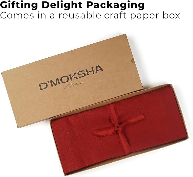 Classic Linen™ by D'Moksha Red Table Runner 72 Inches Long, 100% Pure Linen - Image 4