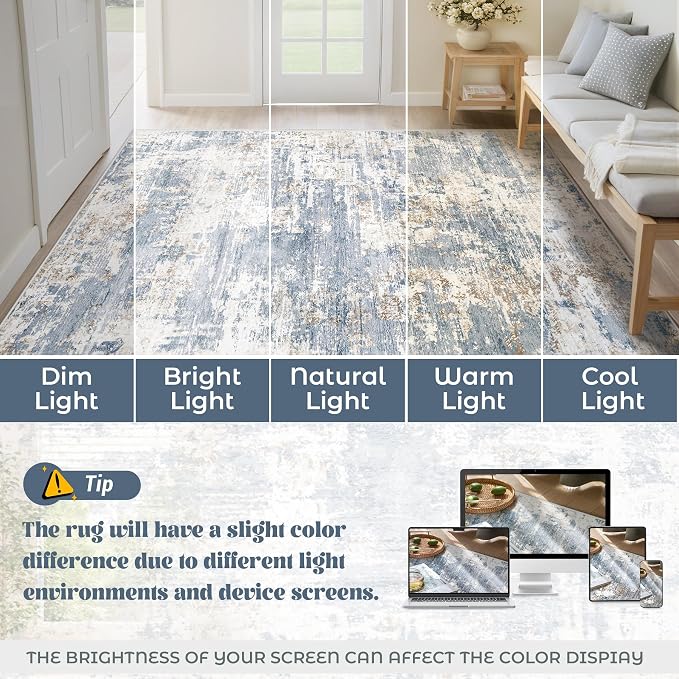 XLUEZ 2.6x10 Runner Rug for Hallway, Washable Modern Abstract Runner Rugs - Image 9