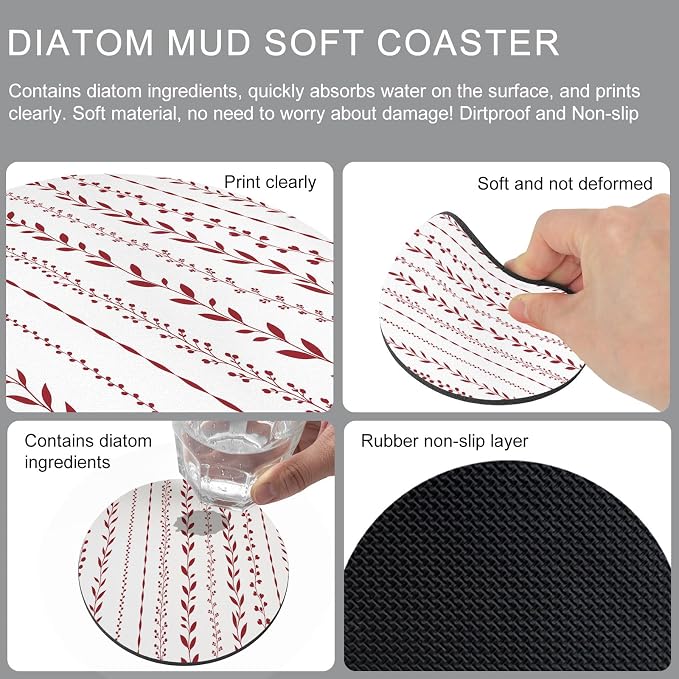 Simple Stripes Coasters Set of 4, Absorbent Coasters - Image 9