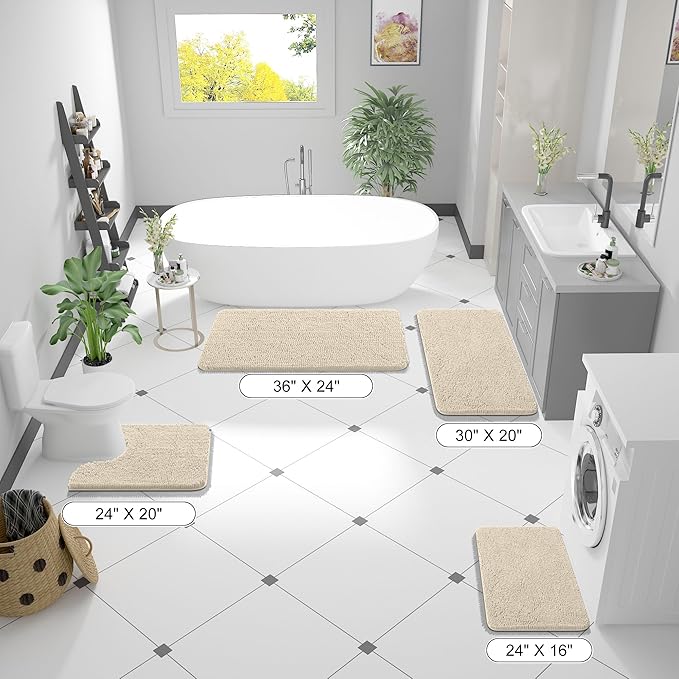 OLANLY Large Bathroom Rugs 47x32, Extra Soft Absorbent Chenille Bath Rugs - Image 2