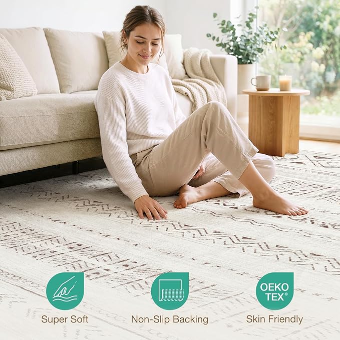 cotiled 5x8 Area Rugs Living Room Rug: Washable Boho Rugs - Image 4