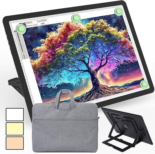 Phylosal Rechargeable A3 Light Pad with Built-in Stand & Bag, Magnetic Tracing Light Box for Drawing, Diamond Art Light Board with Side Button, Super Bright Light Table for Diamond Painting Black