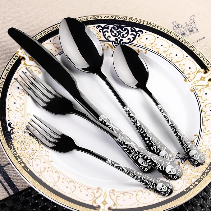 20-Piece Black Skull Silverware Set - Image 5