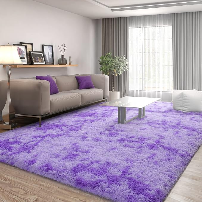 FlyDOIT Purple Tie-Dyed 6x9 Feet Large Rugs - Image 2