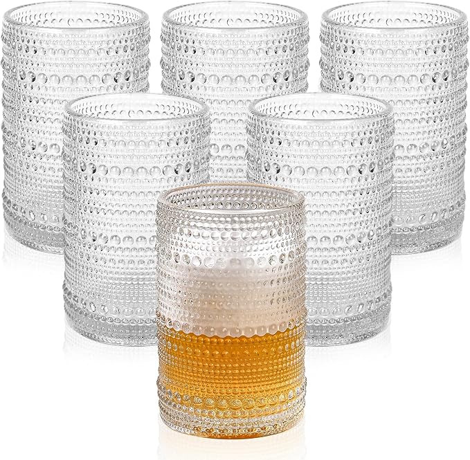 ZMOWIPDL Drinking Glasses Set of 6, 15 oz Clear Hobnail Glass Cups | Vintage by ZMOWIPDL