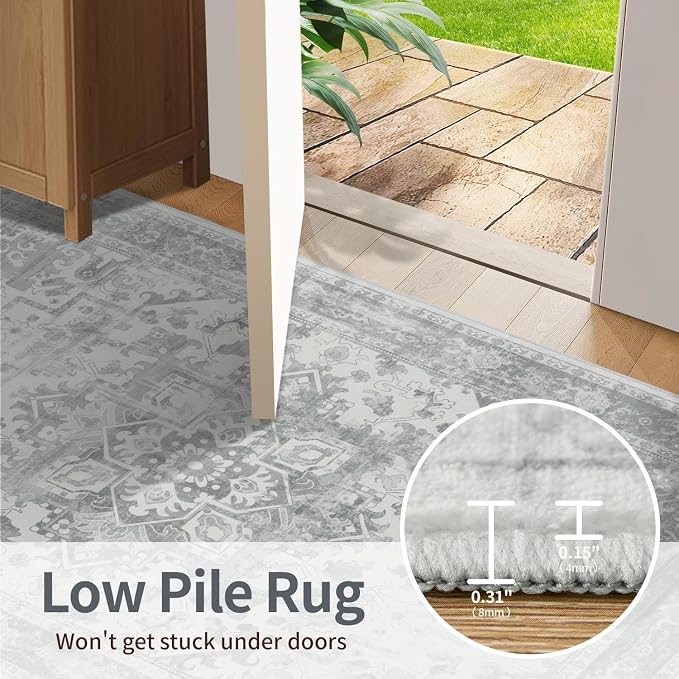 Rugxara 6x9 Washable Area Rug for Living Room, Neutral Vintage Large Boho Rugs - Image 8