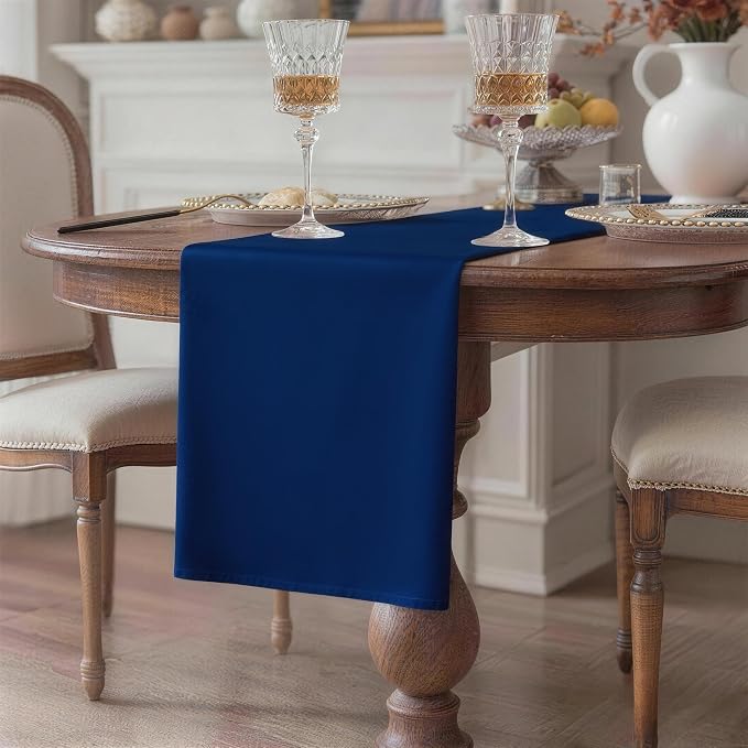 Navy Blue Table Runner, Waterproof Washable Runners 108 Inches Long | Reusable - Image 2