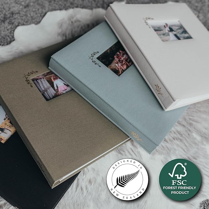 Premium Scrapbook Album – Acid-Free Photo Album with Writing Space – 100 Pages for Size 4x6 – Holds 500 Photos – Wedding, Baby, Travel & Family Memories (Taupe/Grey)