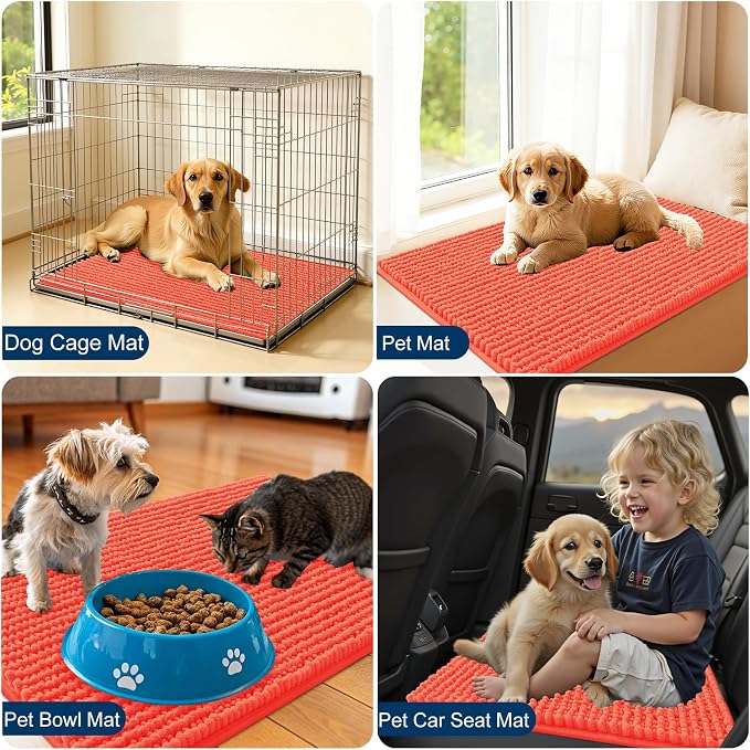OLANLY Dog Door Mat for Muddy Paws 44x32, Ultra Absorbent Chenille Mud Doormat - Image 7
