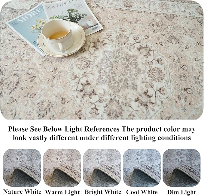 Washable 2x4 Entryway Area Rugs: Vintage Water Resistant Kitchen Rug Non-Slip - Image 4