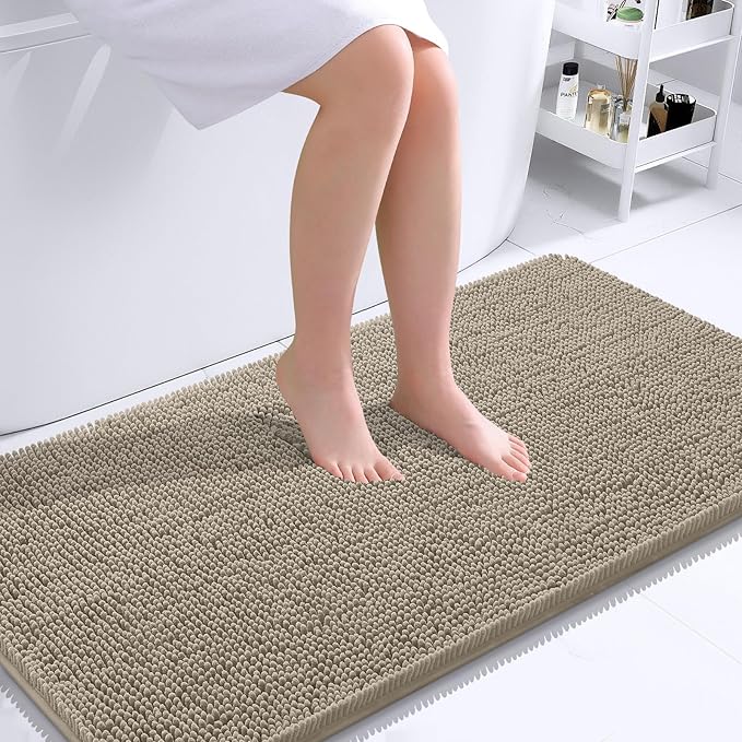 OLANLY Bathroom Runner Rugs 44x24, Soft Absorbent Chenille Bath Rugs, Rubber by OLANLY