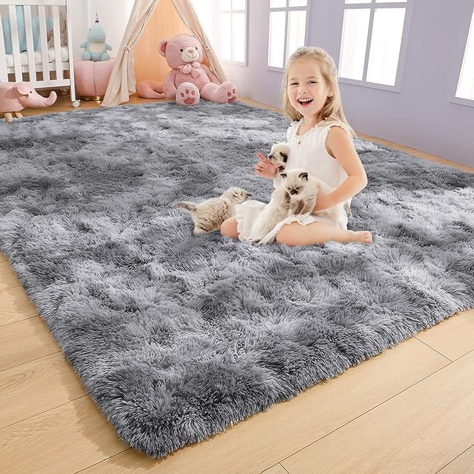 AROGAN Soft Rainbow Area Rugs for Girls Room 4x6 Feet, Fluffy Girls Bedroom Rugs by AROGANAREARUG