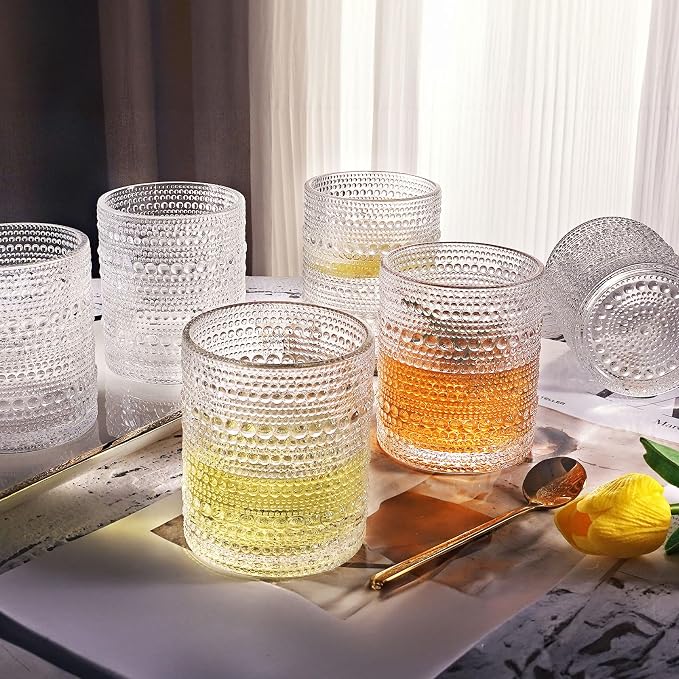 OPAYLY hobnail Drinking Glasses Old Fashion Glass 10oZ rocks glasses Set of 6 - Image 3