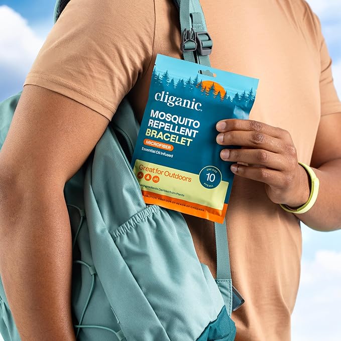 Cliganic Mosquito Repellent Microfiber Bracelets (20 Pack) - for Adults and Kids, DEET Free Wristbands