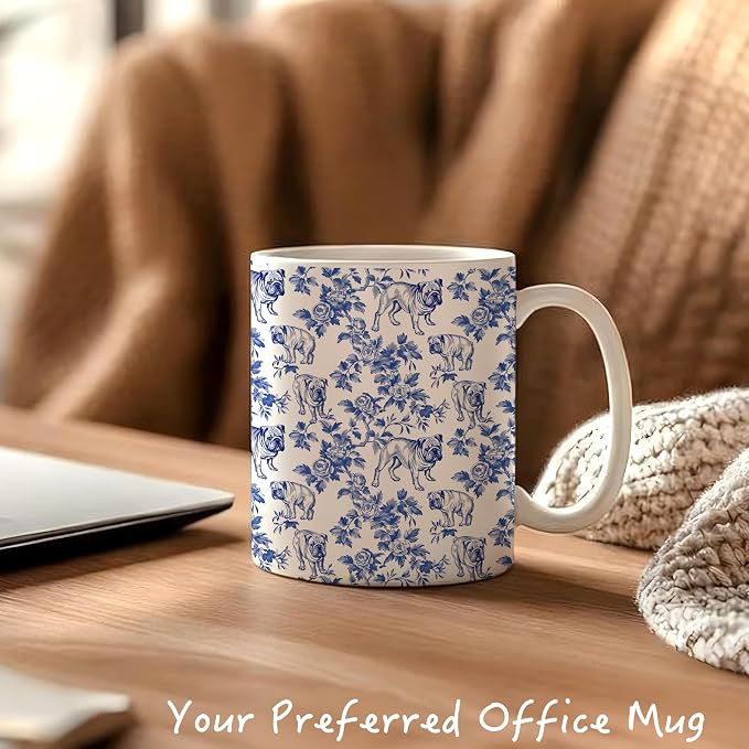 Chinoiserie Pug Mug, Pug Gifts for Women Men，Floral Botanical Dog Coffee Cups - Image 4