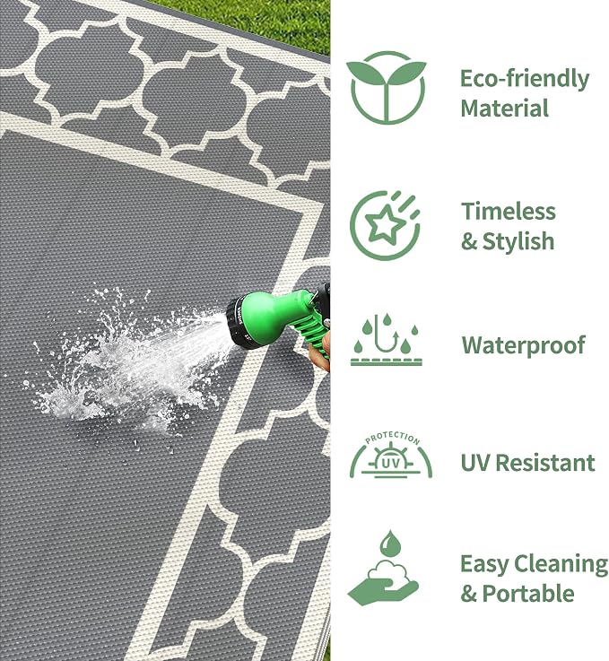 GENIMO 5 ' x 8 ' Outdoor Rug for Patio, Waterproof Indoor Outdoor Plastic Straw - Image 6