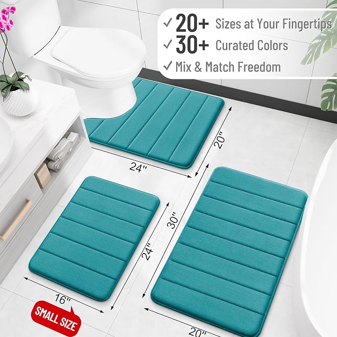 OLANLY Memory Foam Bath Mat 24x16, Super Soft Absorbent Bathroom Rugs, Quick Dry - Image 2