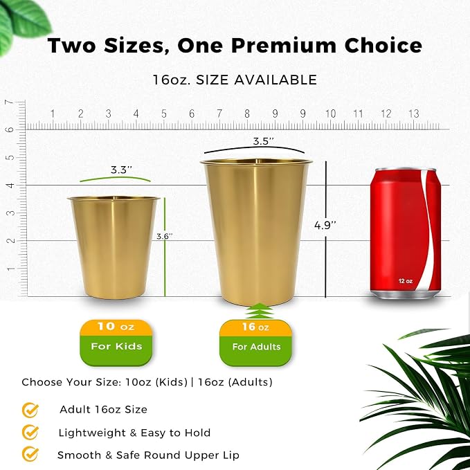 5-Pack 10 oz 304 Stainless Steel Cups, BPA-Free | Food-Grade 304 Steel - Image 3