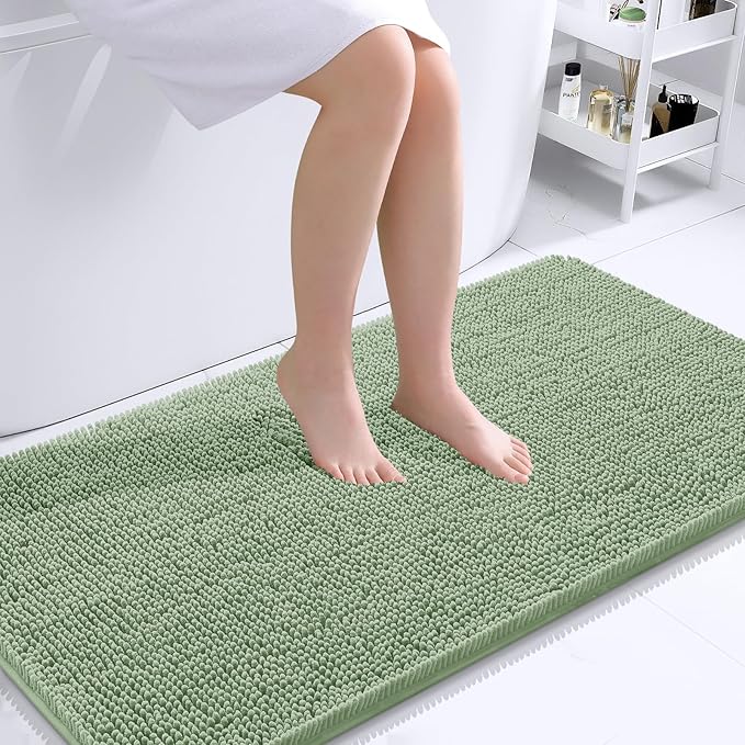 OLANLY Bathroom Runner Rugs 44x24, Soft Absorbent Chenille Bath Rugs, Rubber by OLANLY