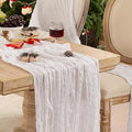 White Cheesecloth Table Runner 120inch Boho Gauze Wedding Decor | 120 Inch by Playieer