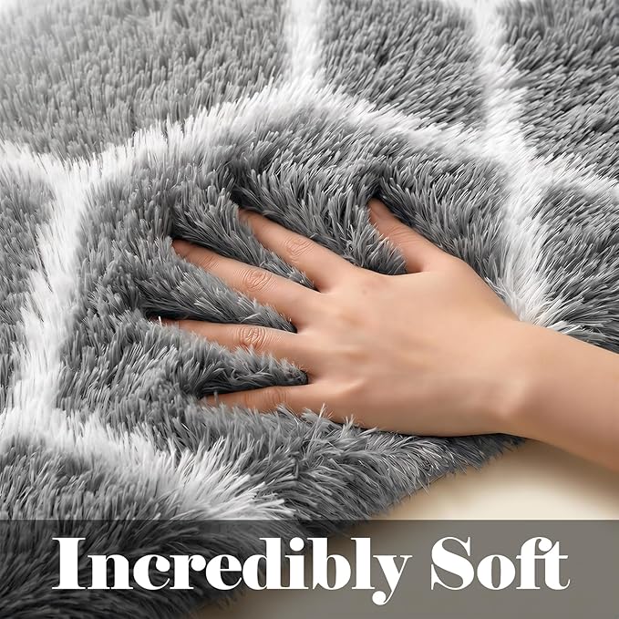 ONASAR Large Area Rugs for Living Room, 7x10 Grey and White Rug, Moroccan Thick - Image 3