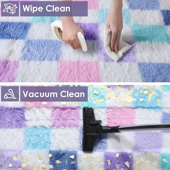 KICMOR Purple Rainbow Checkered Rugs - Image 6