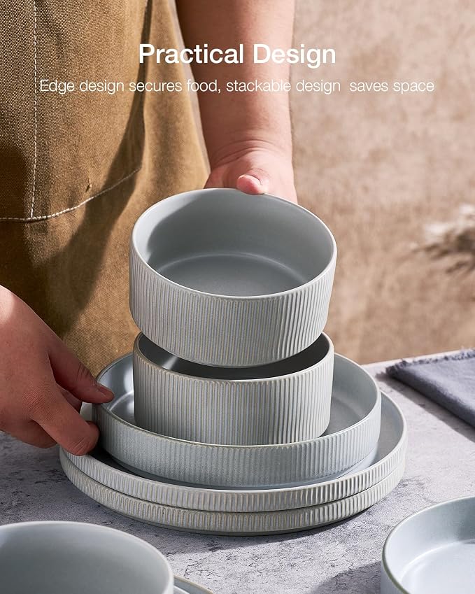 Famiware Star Ceramic Plates and Bowls Sets, Reactive Glaze Dishes - Image 6