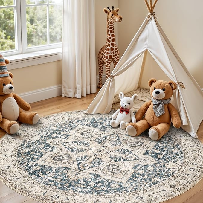 Tortania 8' Round Area Rug Living Room Rugs - Image 4