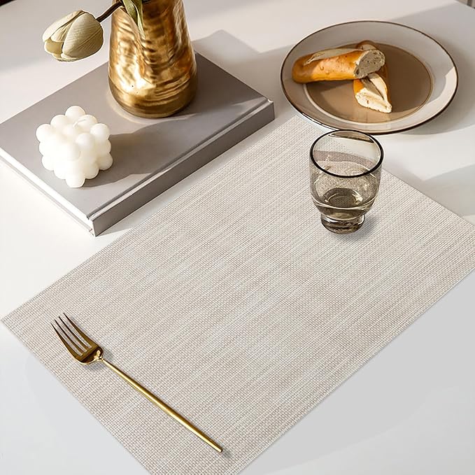 Vinyl Placemats Set of 6, PVC Woven Washable Non-Slip Table Mats, Heat - Image 5