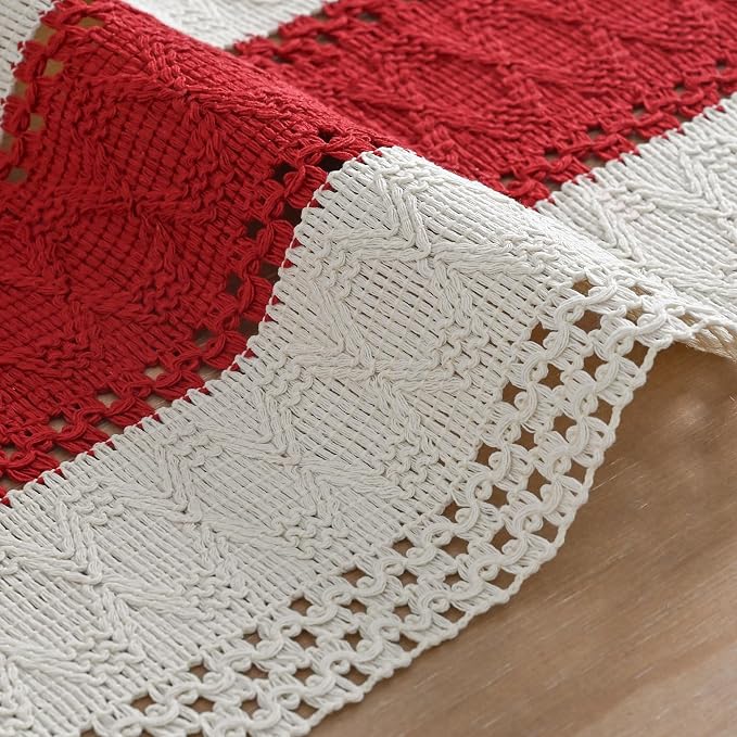 Artoid Mode Rose Red Farmhouse Rustic Table Runner 12x90 Inch | Seasonal - Image 5