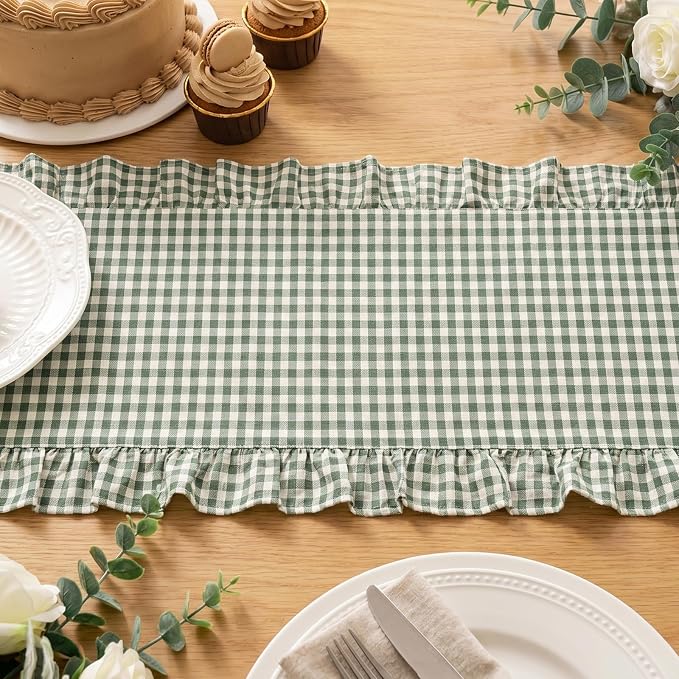 Eternal Beauty 14x120 Gingham Ruffle Table Runner - Image 3